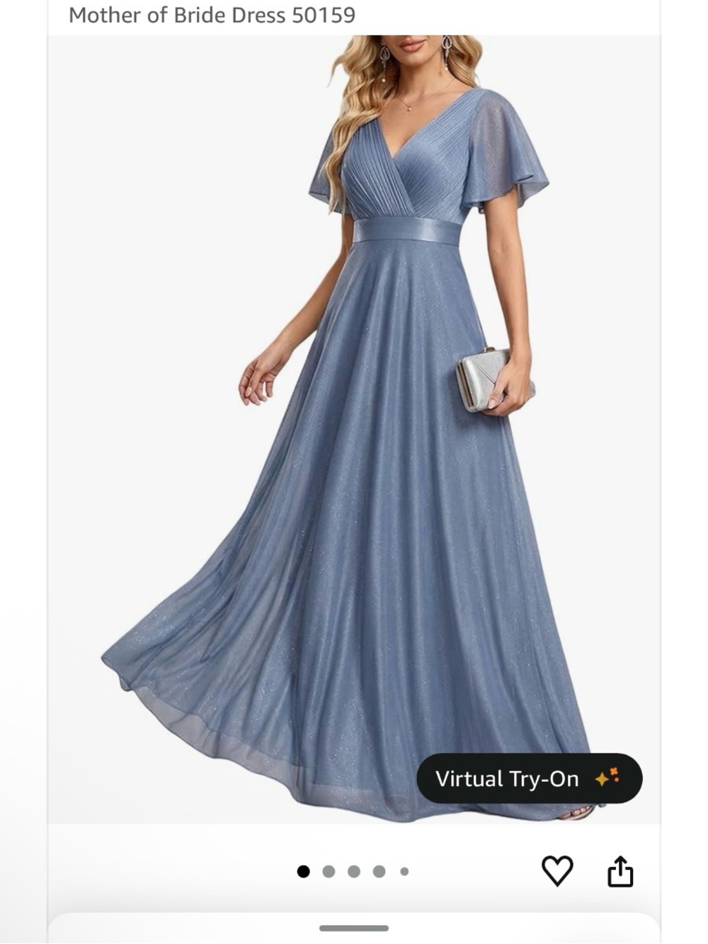 Ever Pretty Dusty Blue V-Neck Flutter Sleeve Maxi Dress